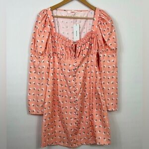 Urban Outfitters Orange Dot Puff sleeve mini dress